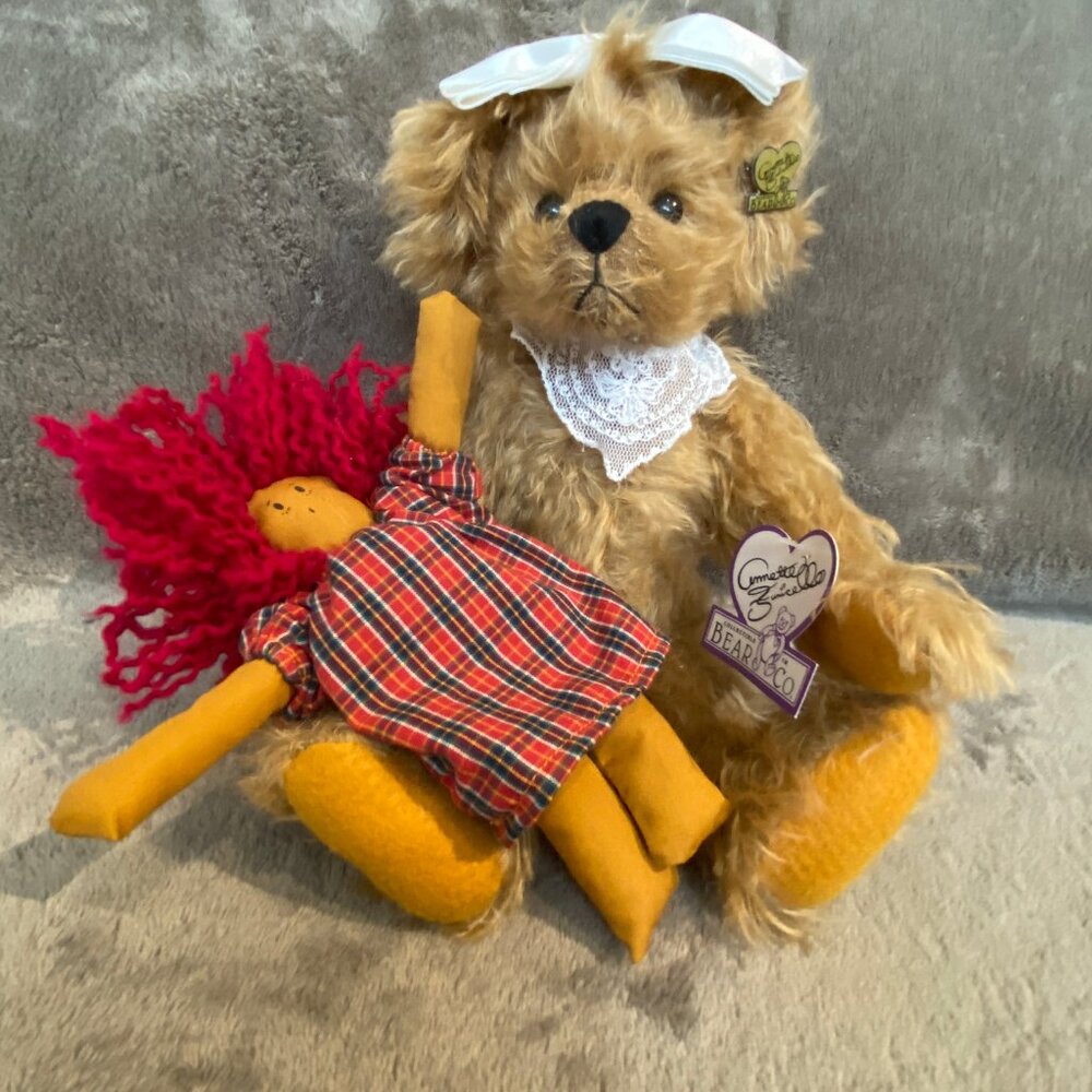 Annette Funicello Bear Co. Collectible Jointed 12” Mohair Bear Ginger & Spice